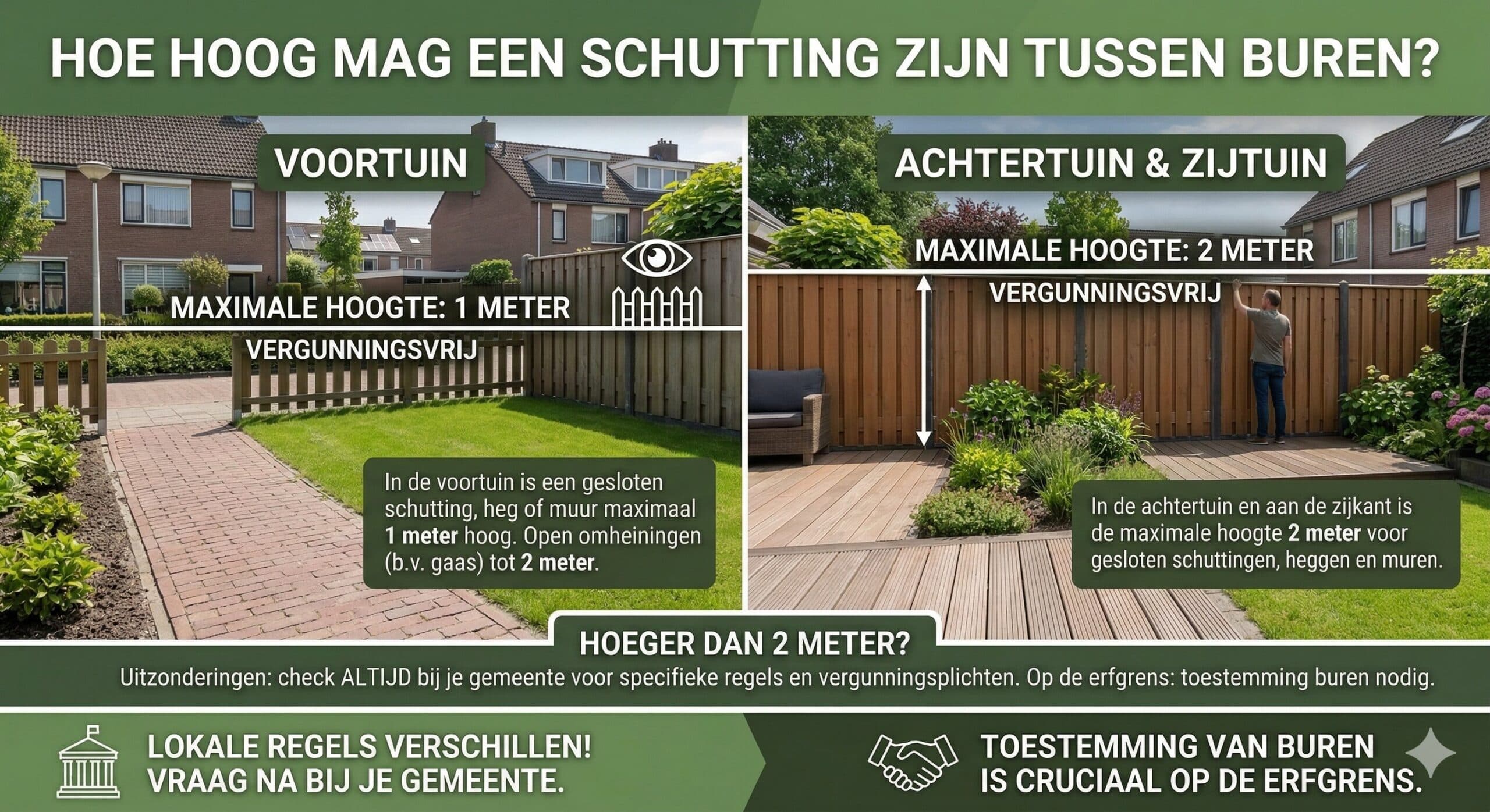 Hoe hoog mag een schutting zijn tussen buren?