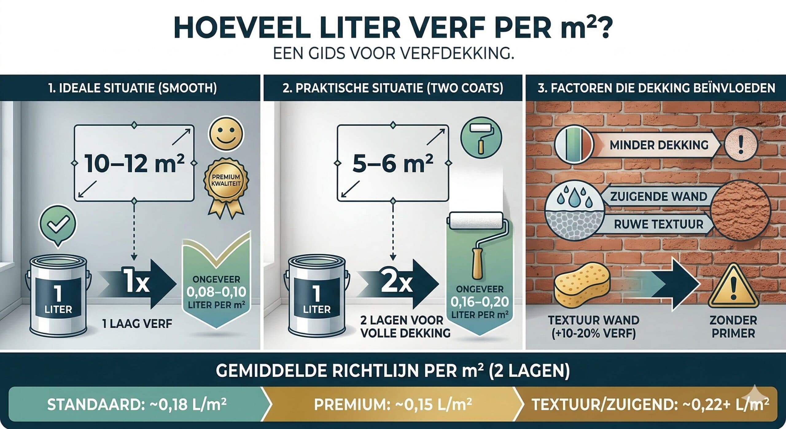 Hoeveel liter verf per m² heb je nodig?