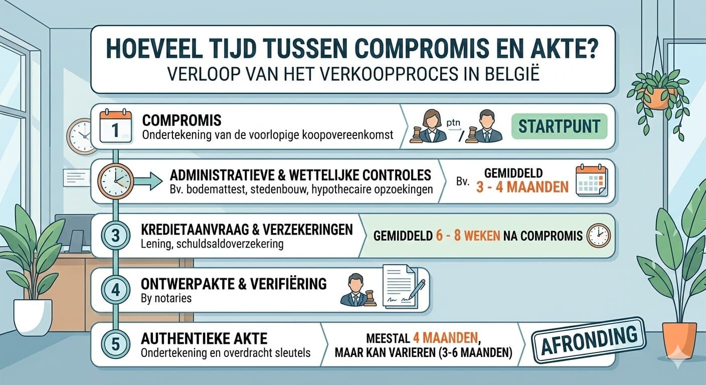 Hoeveel tijd tussen compromis en akte in België?