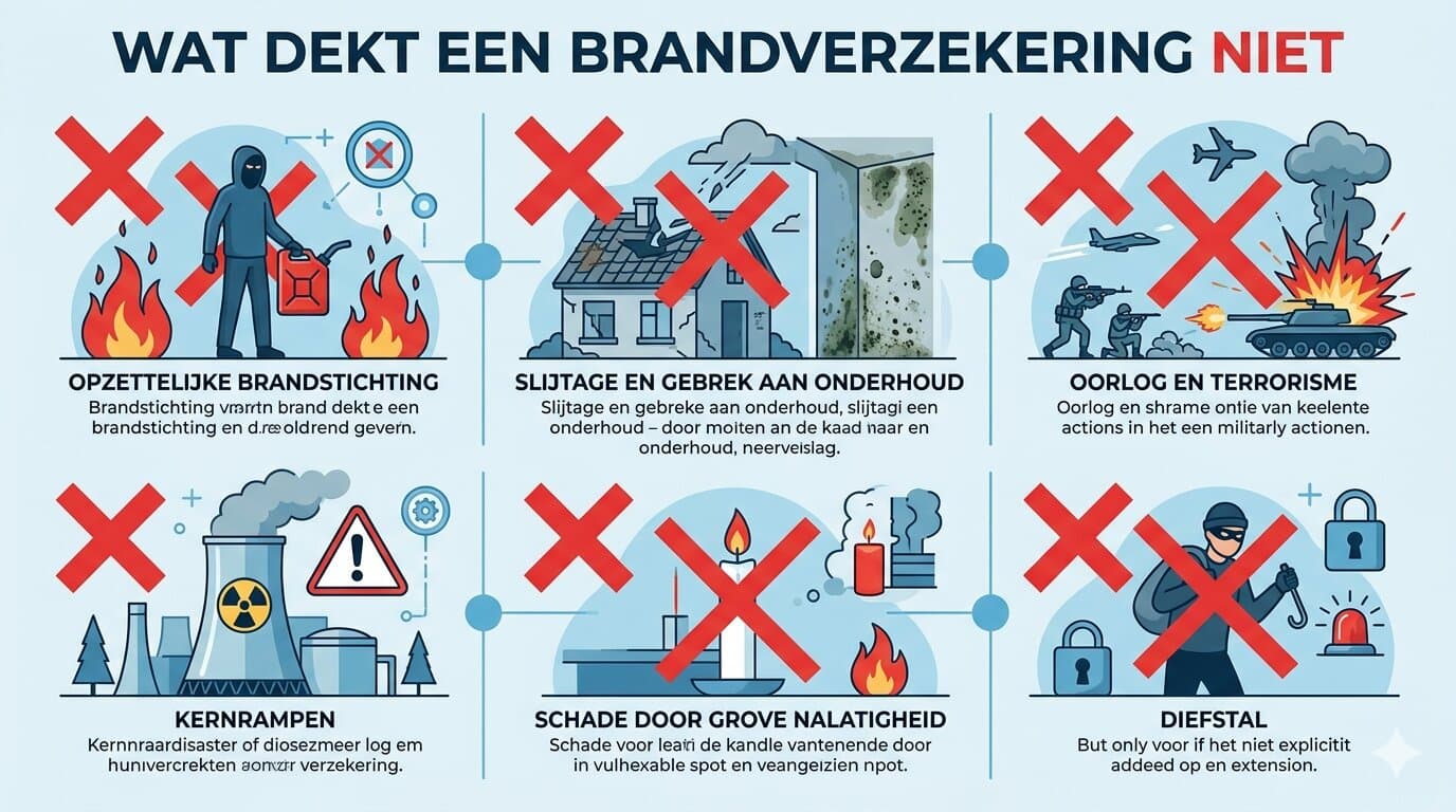 Wat dekt een brandverzekering niet? 7 veelvoorkomende uitsluitingen
